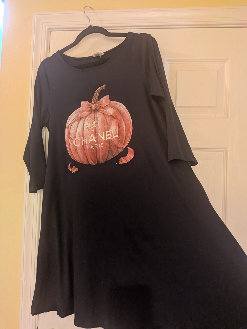 Women's T-shirt Dress with Pumpkin Graphic